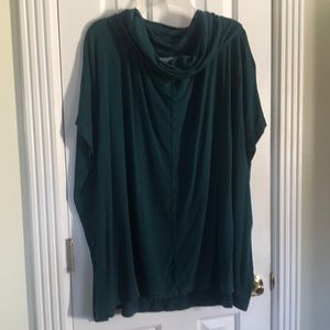 bryn Walker Teal Draped Cowl Neck Top